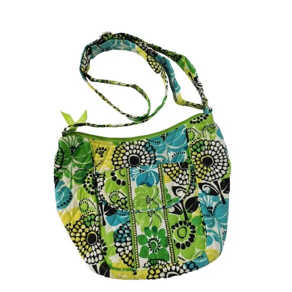 Vera Bradley Handbags - Vera Bradley Clare Shoulder Bag Limes Up Green Yellow Floral Crossbody Adj Strap